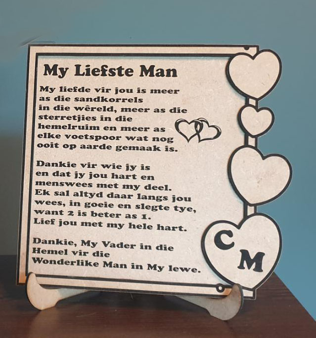 Personalized framed Poem & stand