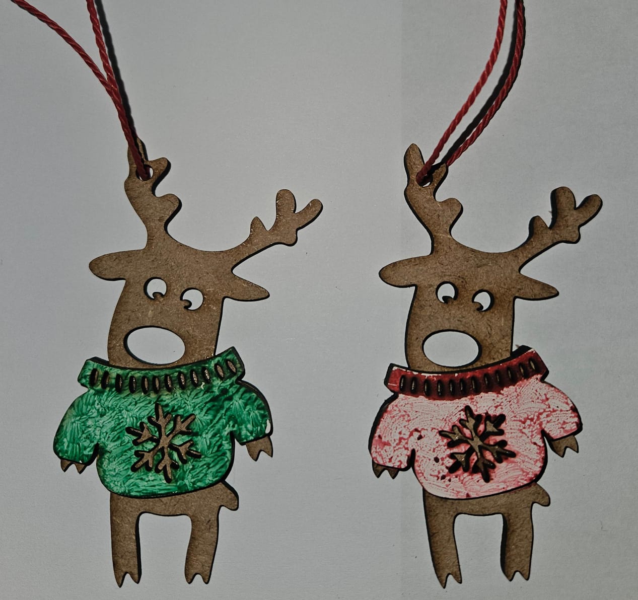 Reindeer Christmas tree ornaments (Set of 4)