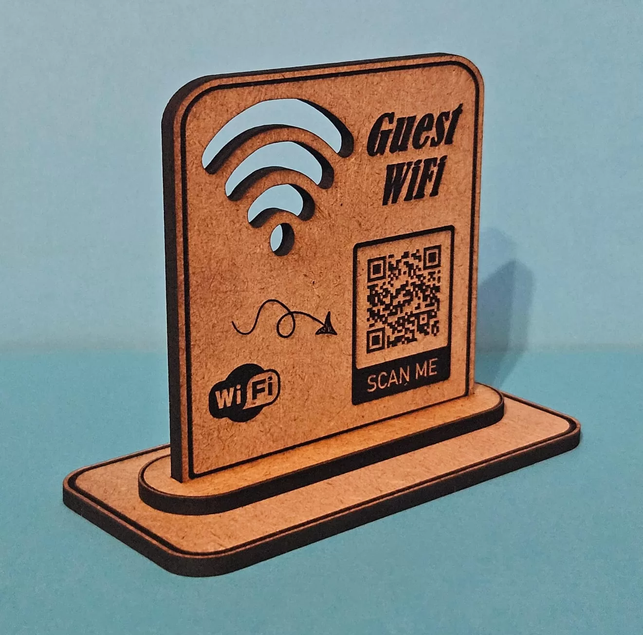 Laser cut Guest Wifi stand - Image 2
