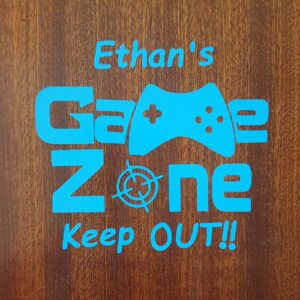 Game Zone - Vinyl Decal  With Name On Top 130mm x 195mm