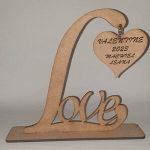 Love with hanging heart Valentines table decor