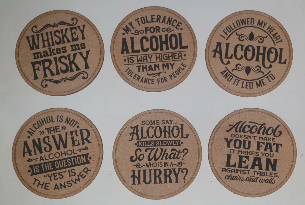 Laser Engraved Bar Coaster Set