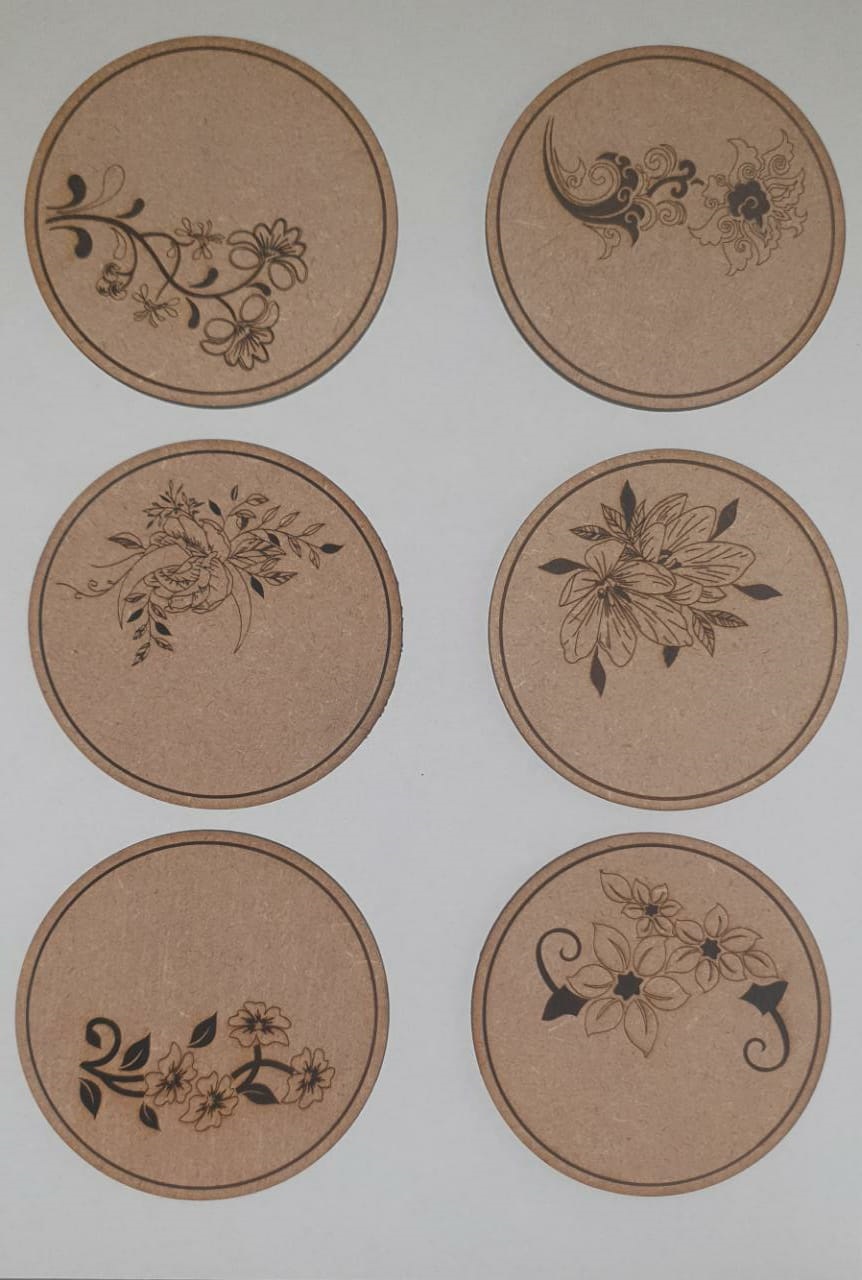 Floral Coasters - 8cm Round (set of 8)