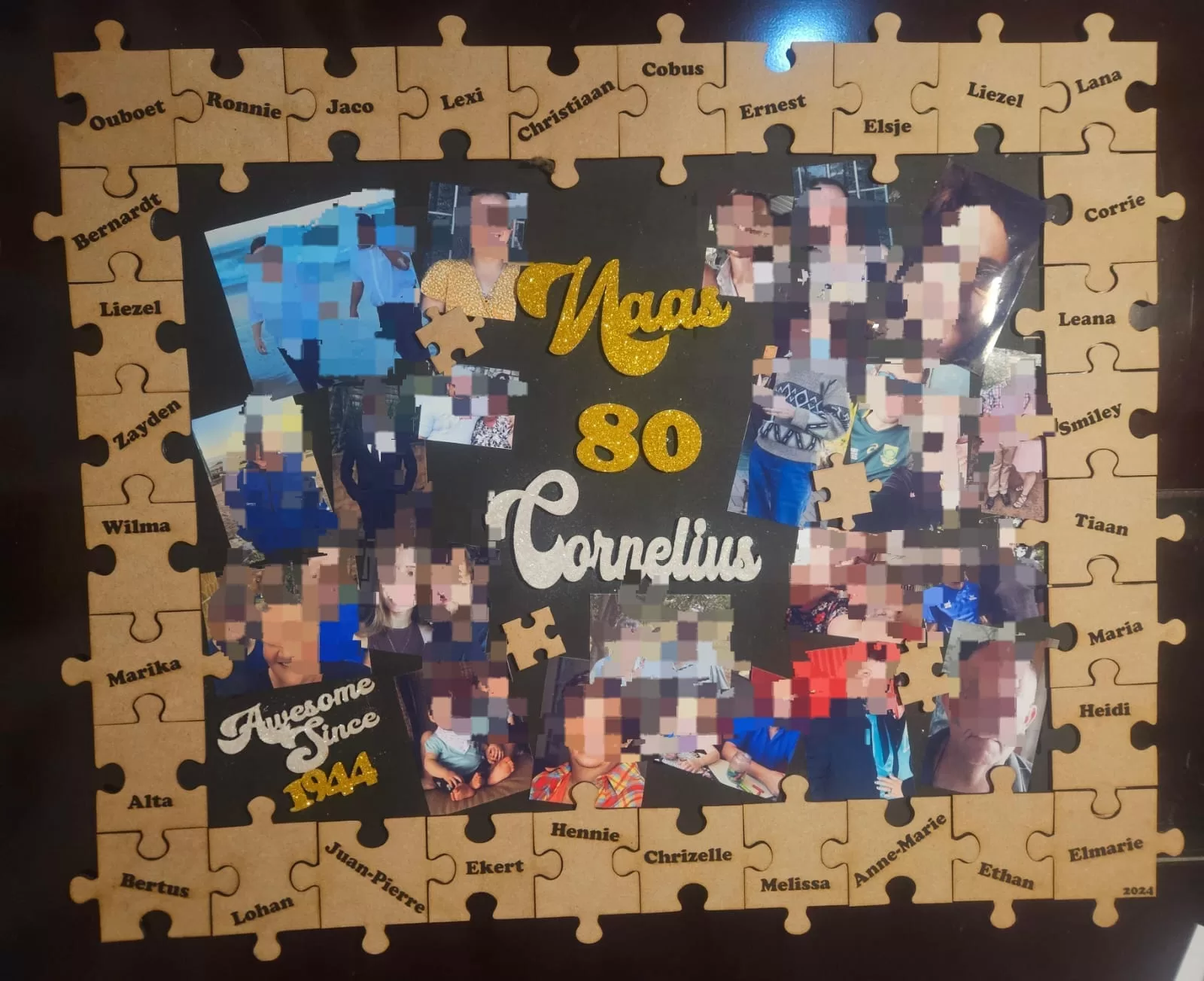 large puzzle piece photo frame laser cut